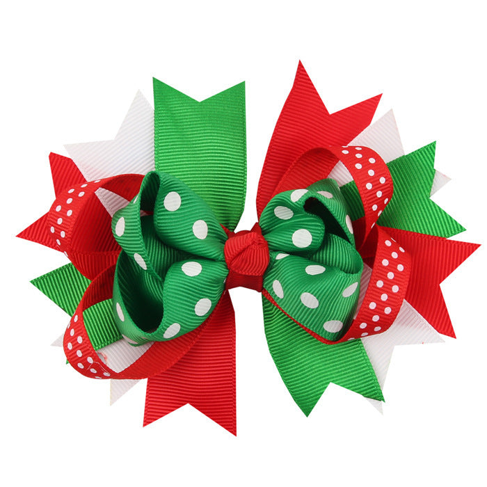 Wholesale Christmas Cartoon Print Bow Hairpin JDC-HC-QiuN015