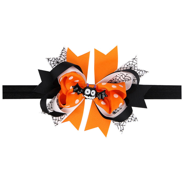 Wholesale Halloween Spider Bat Bow Ribbon Headband JDC-HD-QiuN010