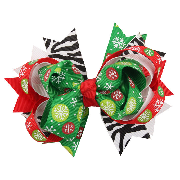 Wholesale Christmas Cartoon Print Bow Hairpin JDC-HC-QiuN015