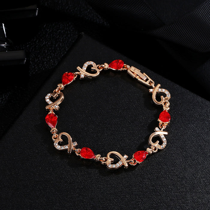 Wholesale elegant flower Diamond-embedded heart-shaped bracelet