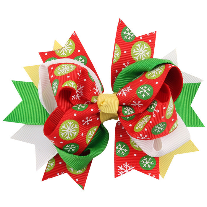 Wholesale Christmas Cartoon Print Bow Hairpin JDC-HC-QiuN015