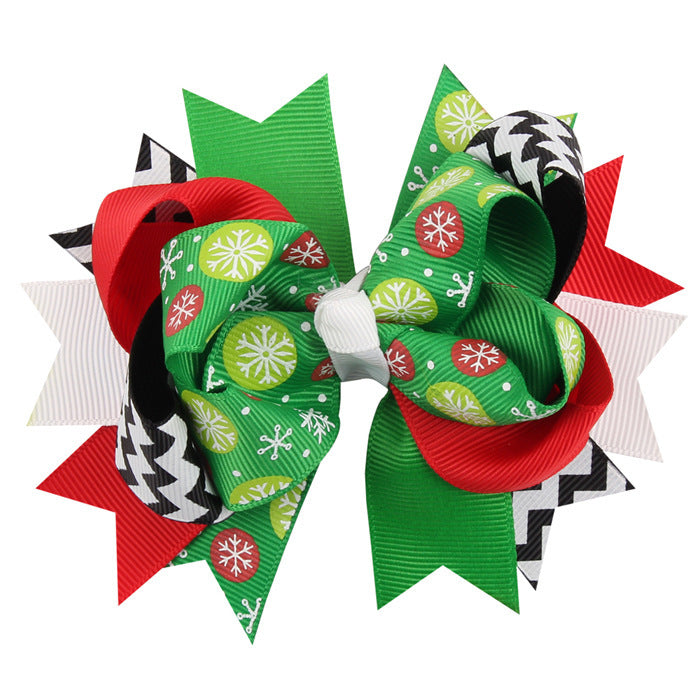 Wholesale Christmas Cartoon Print Bow Hairpin JDC-HC-QiuN015