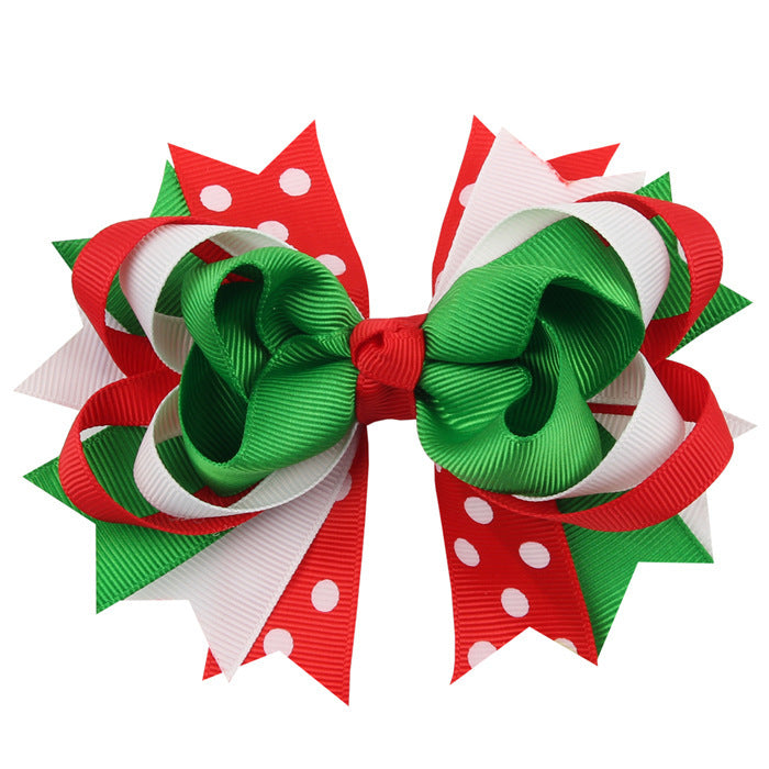 Wholesale Christmas Cartoon Print Bow Hairpin JDC-HC-QiuN015