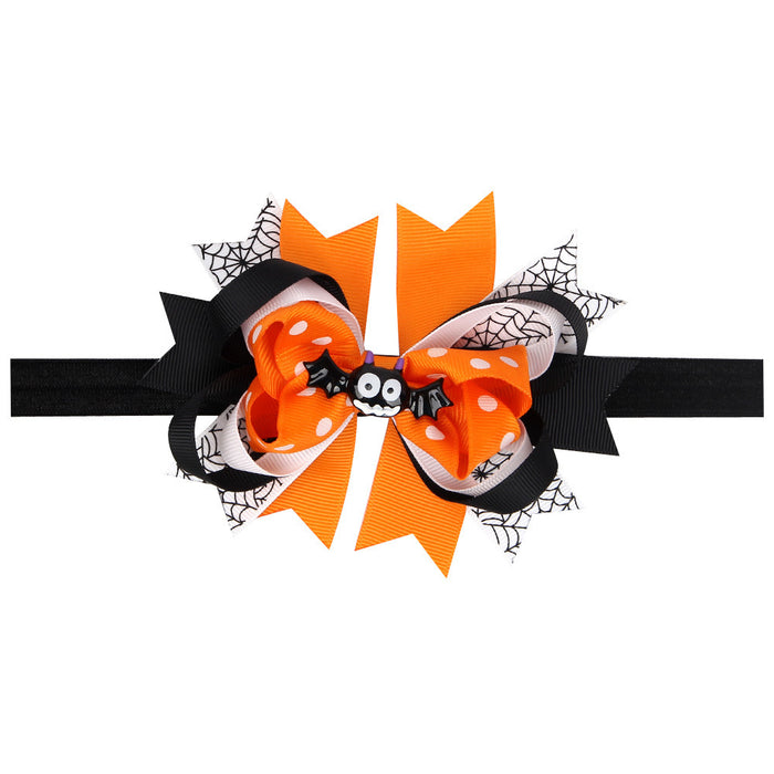 Wholesale Halloween Spider Bat Bow Ribbon Headband JDC-HD-QiuN010