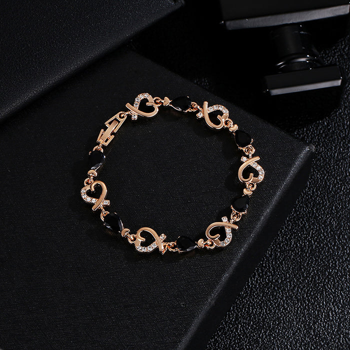 Wholesale elegant flower Diamond-embedded heart-shaped bracelet