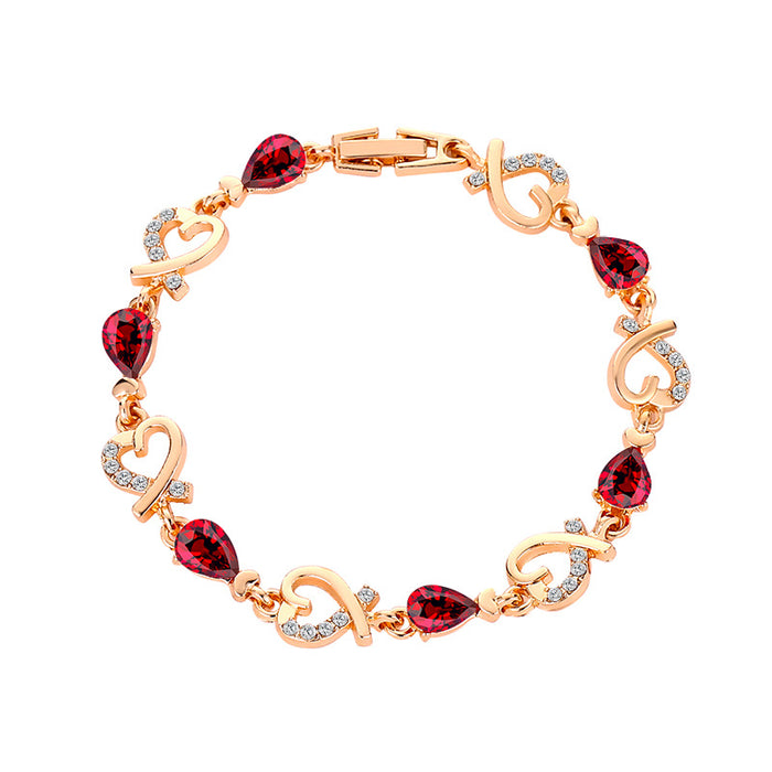 Wholesale elegant flower Diamond-embedded heart-shaped bracelet
