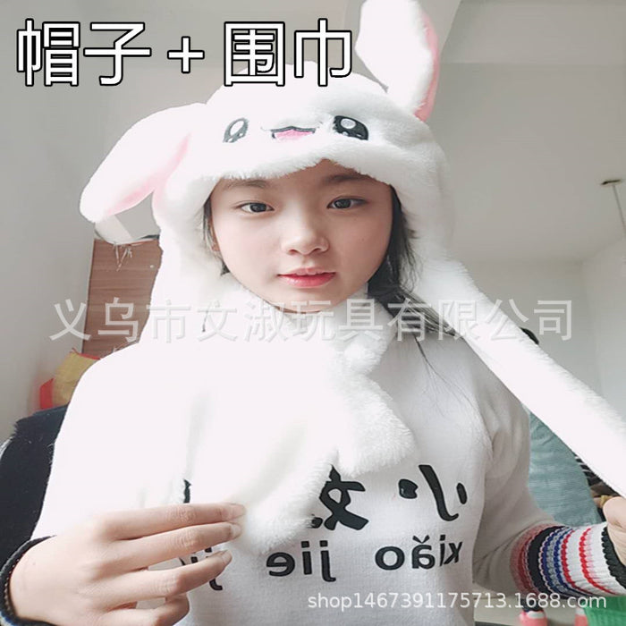 Wholesale Glowing bunny hat with moving ears cute plush warm hat