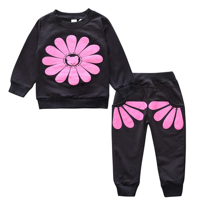 Wholesale Spring and Autumn New Children's Set Women's Small and Medium Children's Set Sunflower 2-piece Set JDC-CTS-SK004