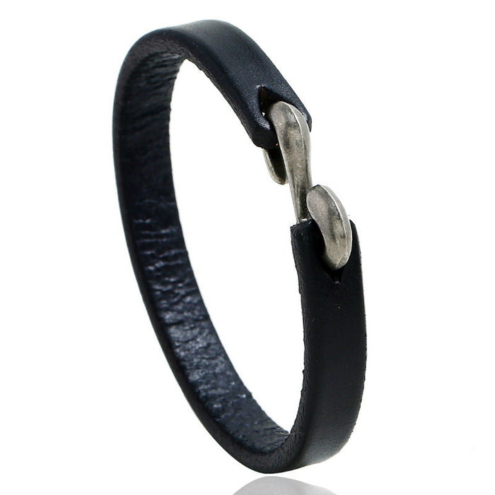 Wholesale Retro minimalist cowhide bracelet for men, fashionable and versatile punk rock leather bracelet