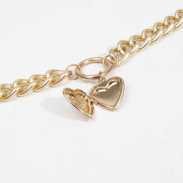 Wholesale Necklaces Metal Heart Shape Openable Double Layer Simple Chain JDC-NE-XueR003