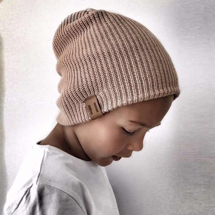 Wholesale Acrylic Leather Label Winter Parent-child Wool Hat JDC-FH-HWT001