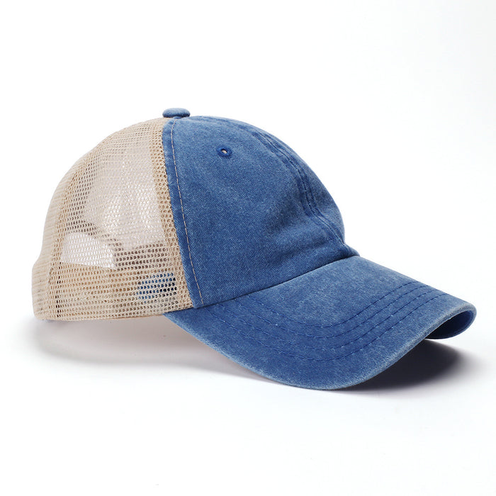 Wholesale Used baseball cap, washed cotton, solid color, light plate, mesh cap, sunshade hat