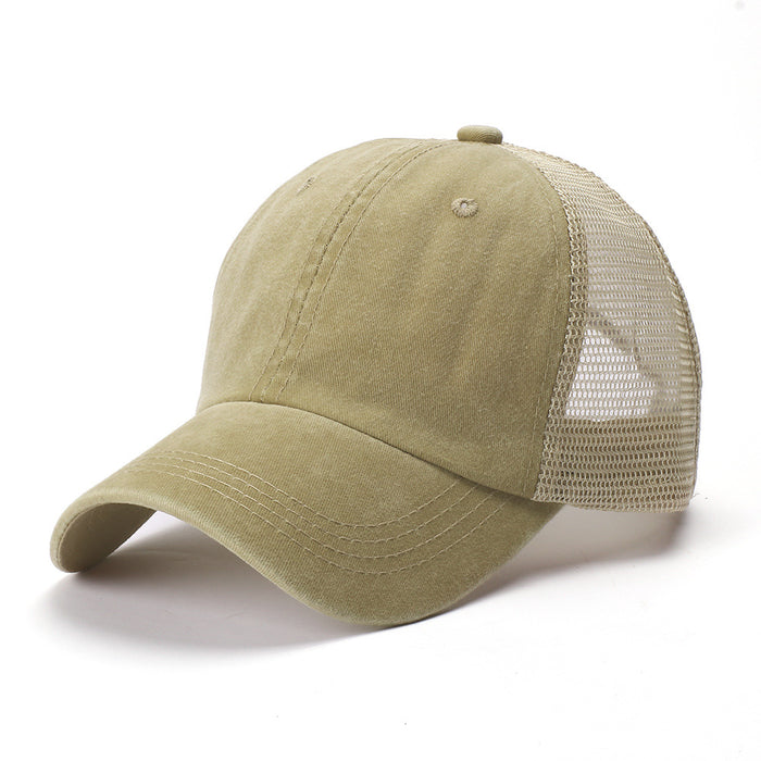 Wholesale Used baseball cap, washed cotton, solid color, light plate, mesh cap, sunshade hat