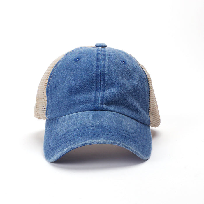 Wholesale Used baseball cap, washed cotton, solid color, light plate, mesh cap, sunshade hat