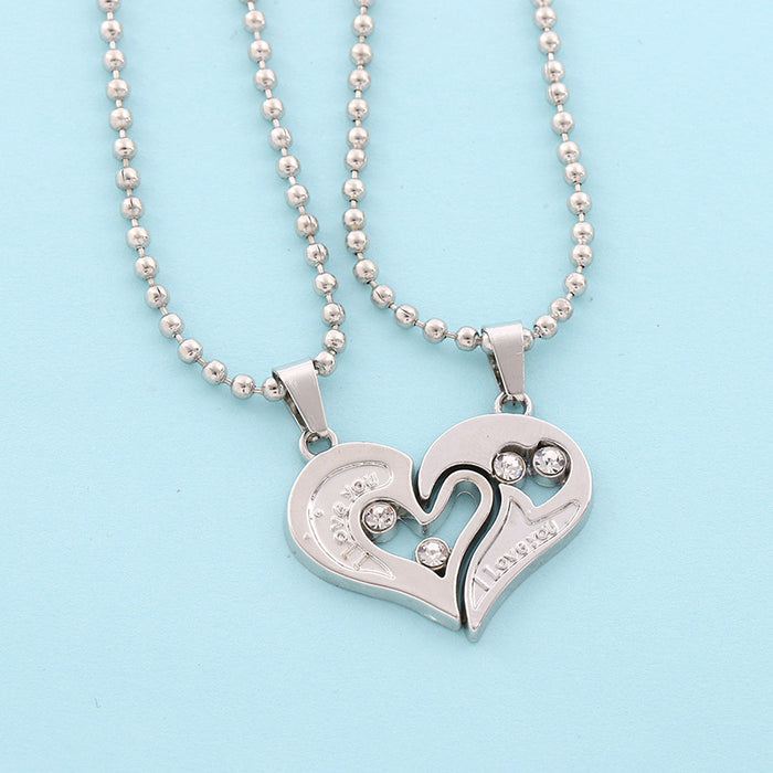 Wholesale Alloy Valentine's Day Hollow Heart Shape Diamond Heart Pendant Necklace JDC-NE-KaY002