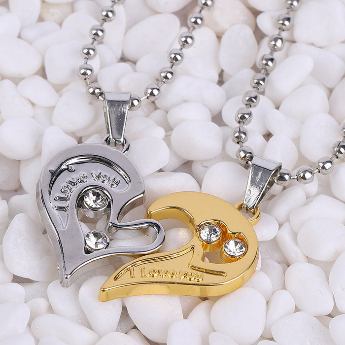 Wholesale Alloy Valentine's Day Hollow Heart Shape Diamond Heart Pendant Necklace JDC-NE-KaY002