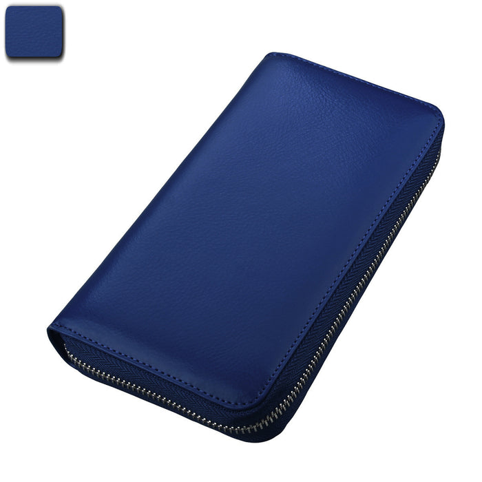 Wholesale Genuine Leather RFID Card Wallet Urban Simplicity Gold Long Style Multi-Card for Men &  Women