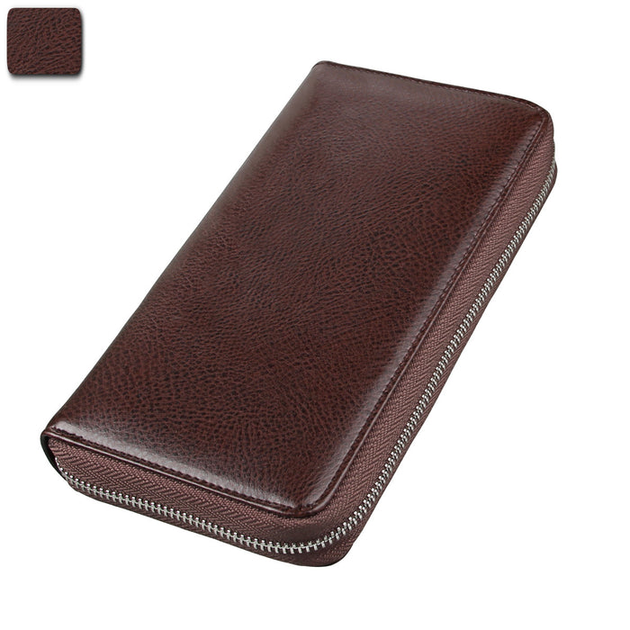 Wholesale Genuine Leather RFID Card Wallet Urban Simplicity Gold Long Style Multi-Card for Men &  Women