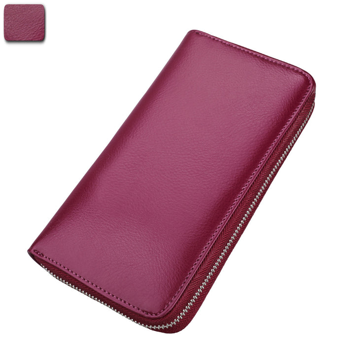 Wholesale Genuine Leather RFID Card Wallet Urban Simplicity Gold Long Style Multi-Card for Men &  Women