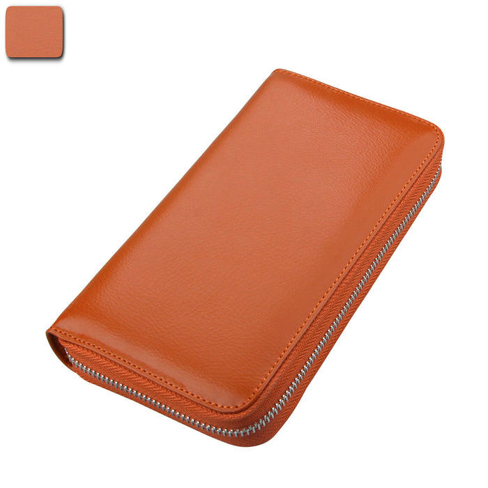 Wholesale Genuine Leather RFID Card Wallet Urban Simplicity Gold Long Style Multi-Card for Men &  Women