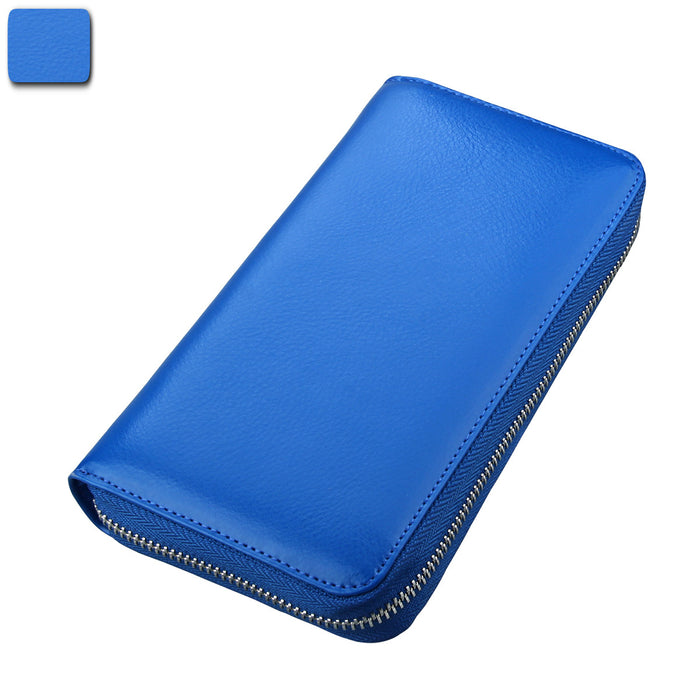 Wholesale Genuine Leather RFID Card Wallet Urban Simplicity Gold Long Style Multi-Card for Men &  Women