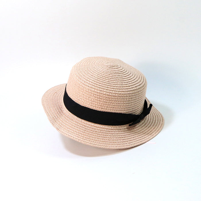 Wholesale Street Vendor Straw Hat Small Chili Pepper Bow Woven Straw Flat Top Hat Beach Hat Women's Summer Sun Hat JDC-SH-TQ001