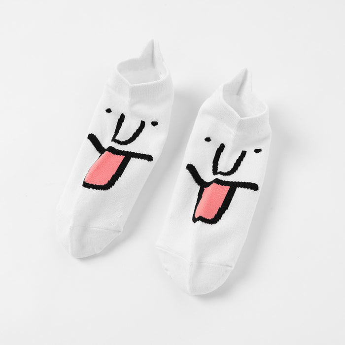 Wholesale New cotton socks with unique and quirky cartoon expressions, embroidered boat socks