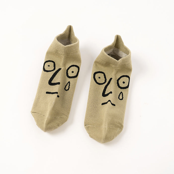 Wholesale New cotton socks with unique and quirky cartoon expressions, embroidered boat socks