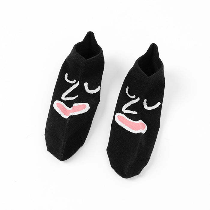 Wholesale New cotton socks with unique and quirky cartoon expressions, embroidered boat socks