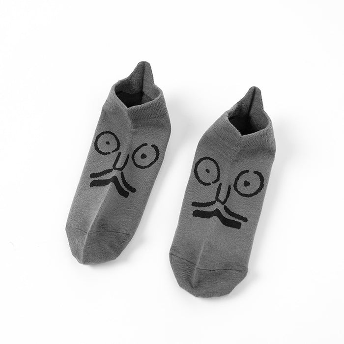 Wholesale New cotton socks with unique and quirky cartoon expressions, embroidered boat socks
