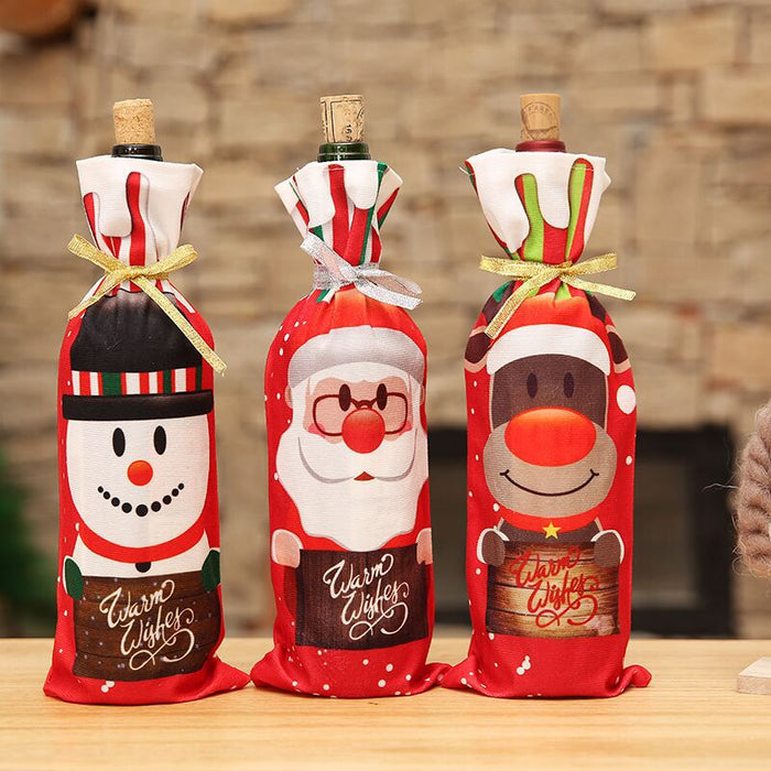 Wholesale New Christmas Decorations Red Wine Set Red Wine Bottle Set New Wine Bottle Set Table Home Decoration Supplies