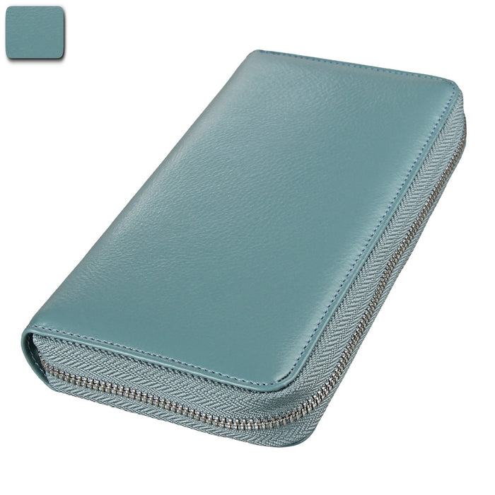 Wholesale Genuine Leather RFID Card Wallet Urban Simplicity Gold Long Style Multi-Card for Men &  Women