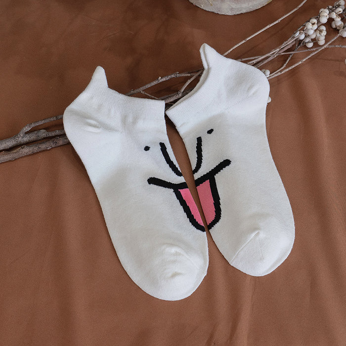 Wholesale New cotton socks with unique and quirky cartoon expressions, embroidered boat socks
