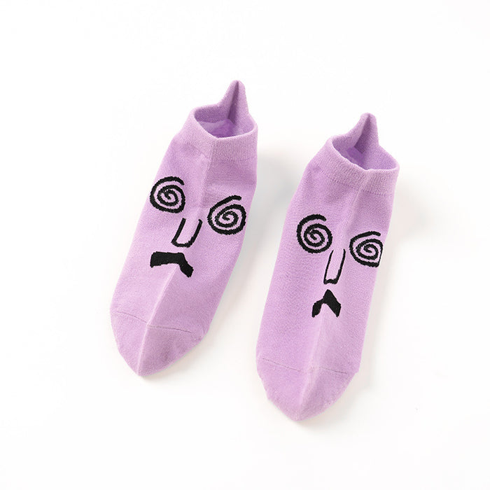 Wholesale New cotton socks with unique and quirky cartoon expressions, embroidered boat socks