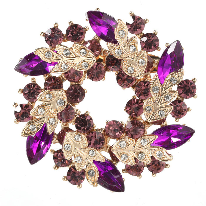 Wholesale Rhinestone Crystal Bauhinia Flower Ring Alloy Brooch JDC-BC-GuoQY002