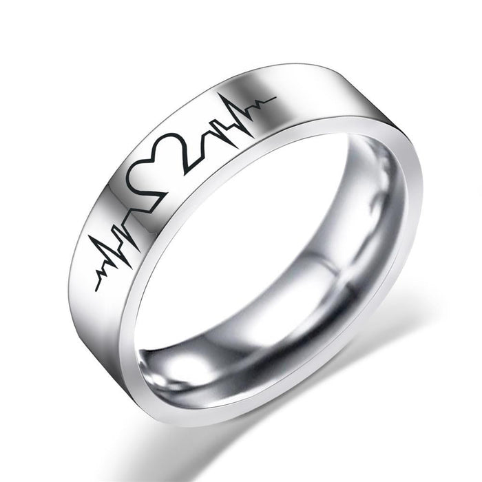 Wholesale Ring Stainless Steel EKG Couple Ring JDC-RS-HuH008