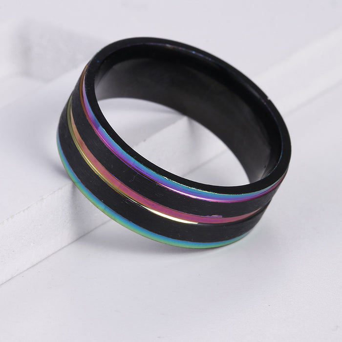 Wholesale Two-color Matte Black and White Titanium Steel Men's Ring JDC-RS-YuYuan015