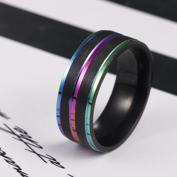 Wholesale Two-color Matte Black and White Titanium Steel Men's Ring JDC-RS-YuYuan015