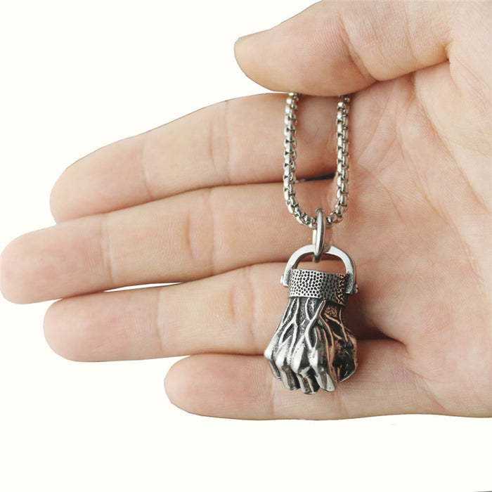 Wholesale Fist Pendant Stainless Steel Men's Necklace JDC-NE-ChengHan022