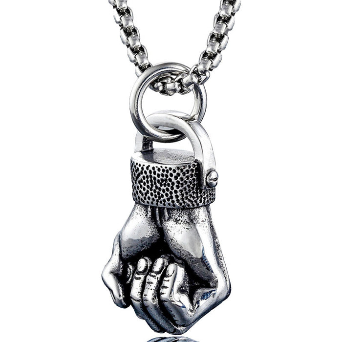 Wholesale Fist Pendant Stainless Steel Men's Necklace JDC-NE-ChengHan022