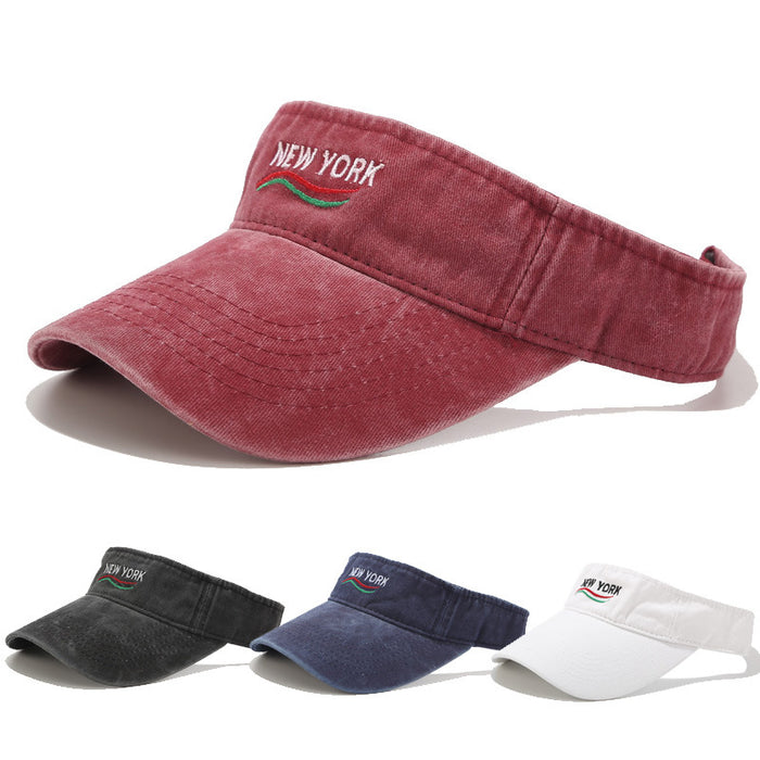 Wholesale Summer washed and distressed style letter embroidered unisex sun visor hat