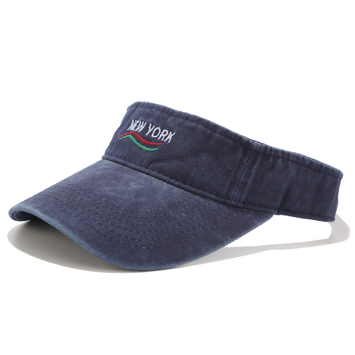 Wholesale Summer washed and distressed style letter embroidered unisex sun visor hat