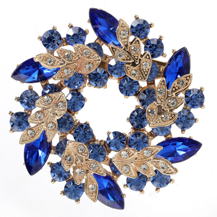 Wholesale Rhinestone Crystal Bauhinia Flower Ring Alloy Brooch JDC-BC-GuoQY002