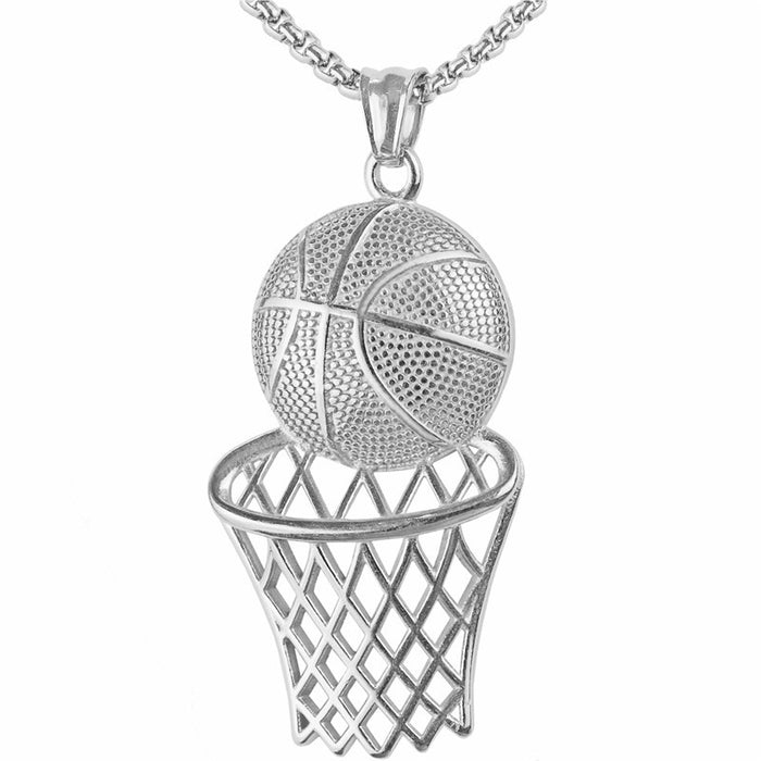 Wholesale Basketball Hoop Pendant Stainless Steel Necklace JDC-NE-ChengHan002