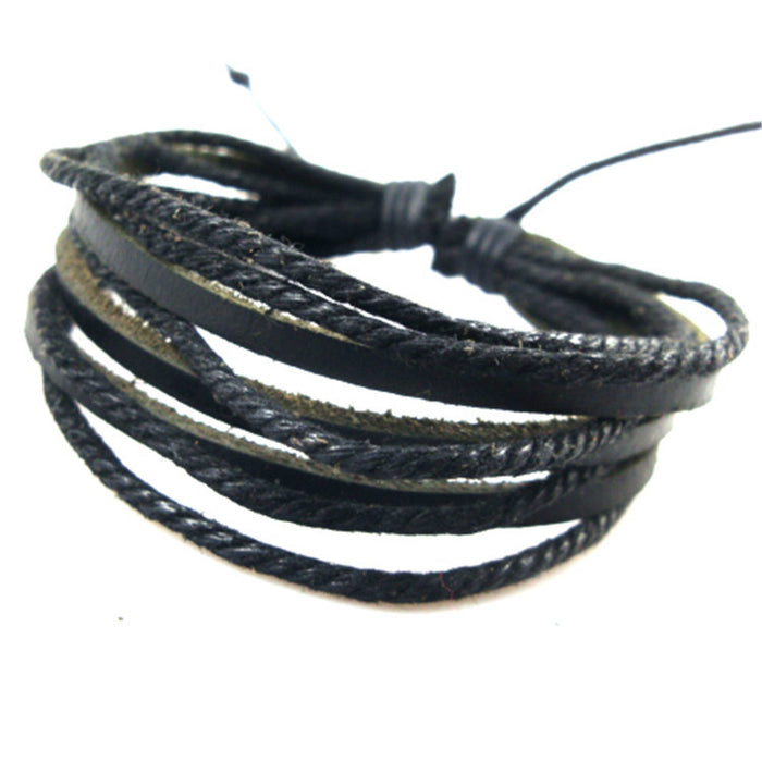 Wholesale Multi layer cowhide bracelet hand woven, casual, simple and fashionable