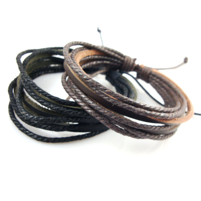 Wholesale Multi layer cowhide bracelet hand woven, casual, simple and fashionable
