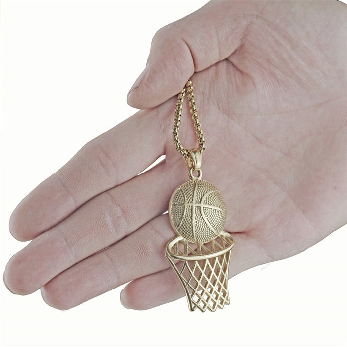 Wholesale Basketball Hoop Pendant Stainless Steel Necklace JDC-NE-ChengHan002