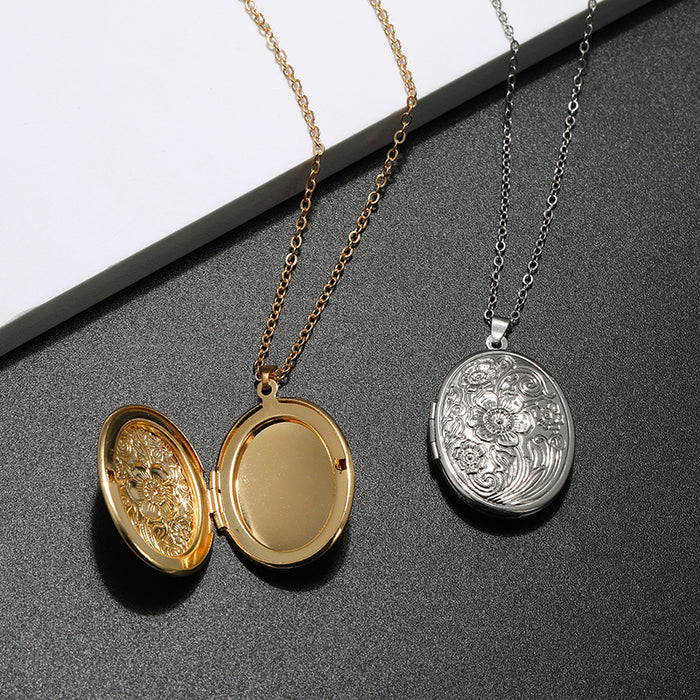 Wholesale Accessories Photo Box Flower Popular Pendant Openable Pendant Necklace Women's