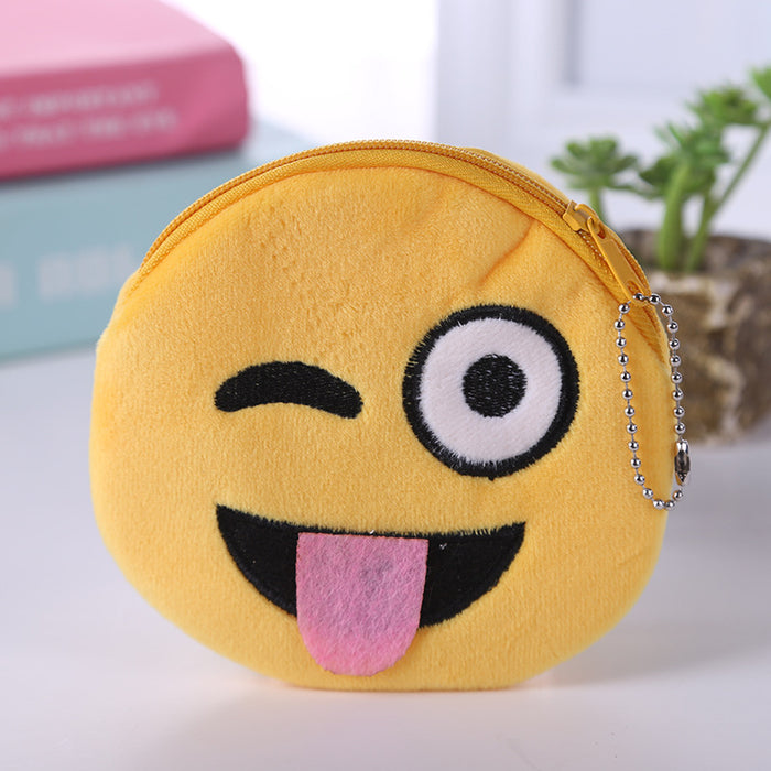 Wholesale Harajuku Zipper Classic Cute Little Smiley Face Change Emoji Expression Coin Bag Cute Plush Pendant JDC-WT-SM005