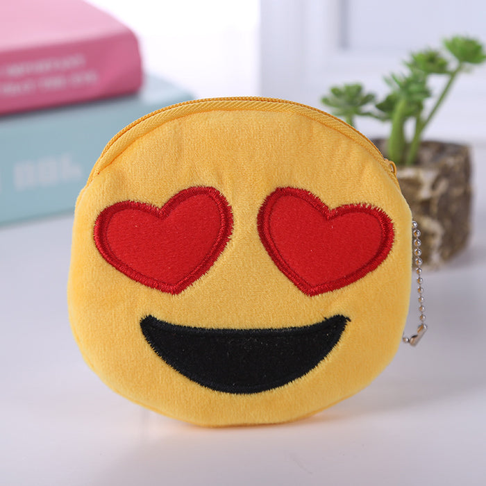 Wholesale Harajuku Zipper Classic Cute Little Smiley Face Change Emoji Expression Coin Bag Cute Plush Pendant JDC-WT-SM005